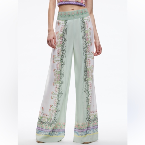 Alice + Olivia Pants - Alice + Olivia Alabama Palazzo Pants Floral Fest Size 2